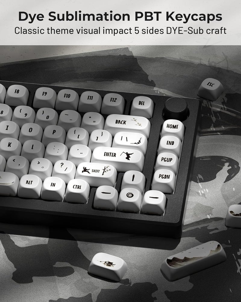 HITIME XVX Keycaps - White Cool PBT Keycaps, MOA Profile Key caps 60 65 75 100 Percent, Dye-Sublimation, Custom 140 Keys Set for 100%, 75%, 65%, 60% Mechanical Keyboard - Image 4